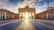 Classic view of famous Brandenburg Gate at Pariser Platz, one of the best-known landmarks and national symbols of Germany, on a beautiful sunny day in summer, central Berlin, Germany : Generative AI