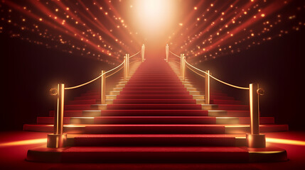 Wall Mural - Luxurious and elegant red carpet staircase, holiday awards ceremony event