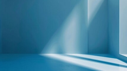 Leinwandbilder - Universal minimalistic blue background for presentation. A light blue wall in the interior with beautiful built-in lighting and a smooth floor. : Generative AI