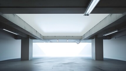 Horizontal white panel under bridge with two spotlights : Generative AI