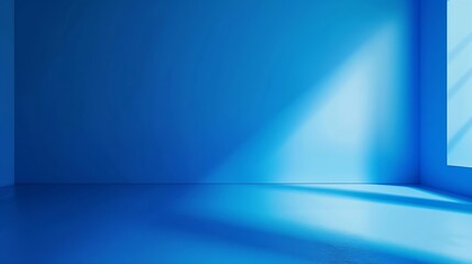 Leinwandbilder - Universal minimalistic blue background for presentation. A light blue wall in the interior with beautiful built-in lighting and a smooth floor. : Generative AI