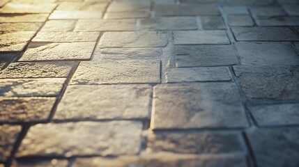Poster - a fragment of a street city concrete wall of a building and an paving stones. Building's facade. Mocap or background for creativity : Generative AI