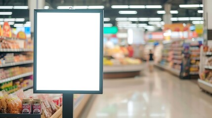 Leinwandbilder - Mockup advertising board in front of supermarket Blank price list board Mock up billboard for your text messege or mock up supermarket : Generative AI