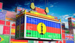 Freight shipping container with national flag of New Caledonia - 3D illustration