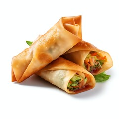 Wall Mural - a spring rolls, studio light , isolated on white background