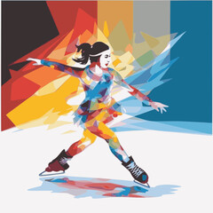 Wall Mural - Figure Skating. In the style of a flat minimalist colors SVG vector