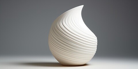 Contemporary vase in a spiral shape, white background.