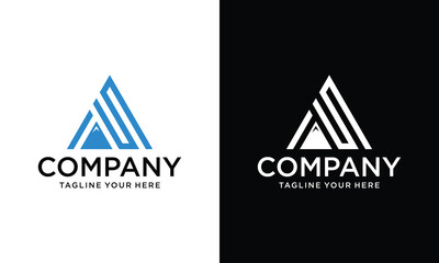 Wall Mural - Letter S mountain, triangle geometric symbol simple logo vector on a black and white background.