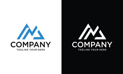 Wall Mural - Minimal Letter N mountain logo design vector on a black and white background.