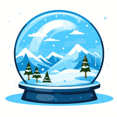 Wall Mural - Snow Globe. In the style of a flat minimalist colors SVG vector