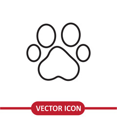 Poster - Paw print icon vector flat liner illustration on white background..eps