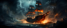 Pirate Ship In The Dark