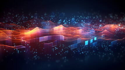 Wall Mural - digital technology particles abstract background, abstract analysis visualization