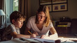 © Mechastock - Mom helping son with homework at home