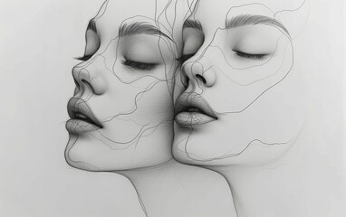 Two lover girls in the drawing style at white background.