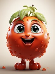 Wall Mural - Smiling and Joyful Tomato 3D Character