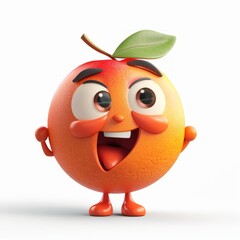 Wall Mural - Smiling and Joyful Peach 3D Character