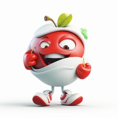 Wall Mural - Smiling and Joyful apple 3D Character