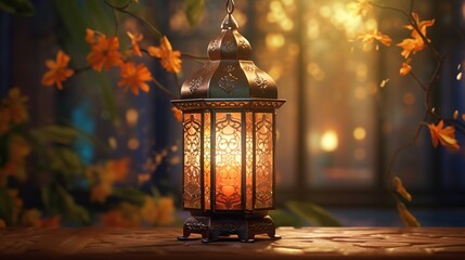 Wall Mural - Arabic lantern, Ramadan kareem background Generative Ai