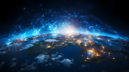 Wall Mural - earth in the cosmic sky, abstract space background of a planet in the universe
