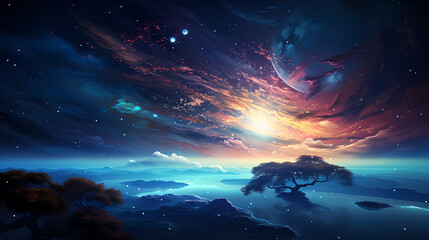 Wall Mural - earth in the cosmic sky, abstract space background of a planet in the universe