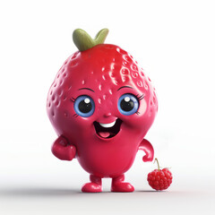 Wall Mural - Happy and excited 3D Raspberry Cartoon character