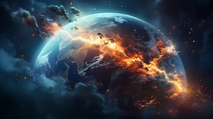 Wall Mural - earth in the cosmic sky, abstract space background of a planet in the universe