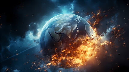 Wall Mural - earth in the cosmic sky, abstract space background of a planet in the universe