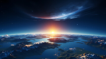 Wall Mural - earth in the cosmic sky, abstract space background of a planet in the universe