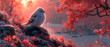 Snowy Owl Perched on a Tree Branch in Winter