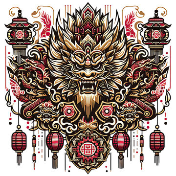 the Chinese New Year with Dragon Icon and symbol in Chinese culture