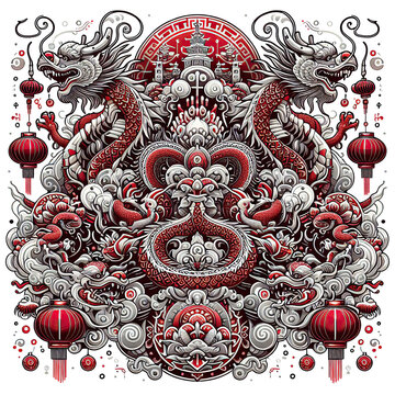 the Chinese New Year with Dragon Icon and symbol in Chinese culture