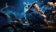 A wise old owl perched in a moonlit night