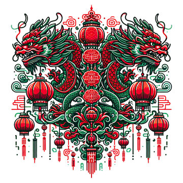 the Chinese New Year with Dragon Icon and symbol in Chinese culture