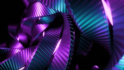 Poster - Animation of moving metal lines in twisted spiral. Design. 3D spiral randomly twisting from metal lines. Abstract tangled spiral with metallic 3d lines