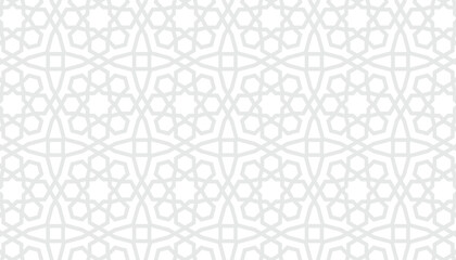 Sticker - islamic background with arabic hexagonal ornament and arabian seamless geometric pattern texture use for ramadan wallpaper and eid banner