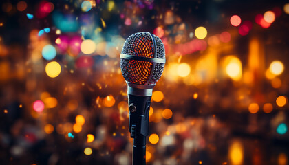 Sticker - Singer illuminated by spotlight, performing in popular music concert generated by AI