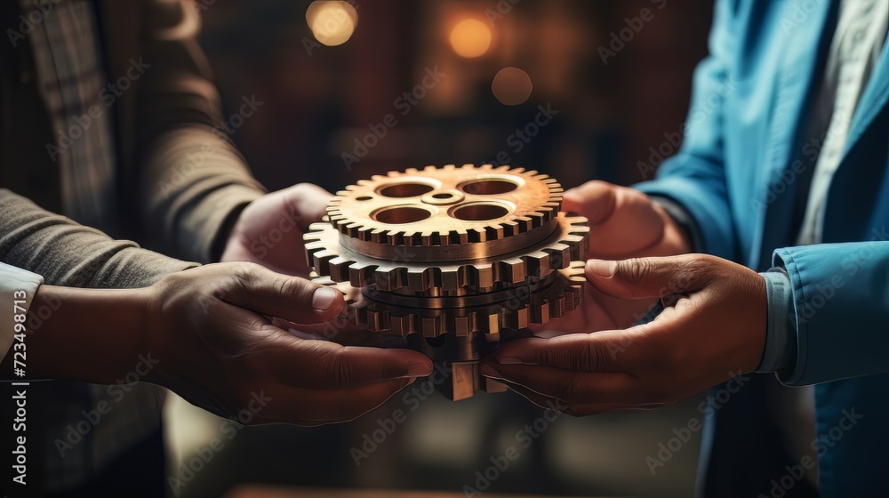 Gear cog business wheel team teamwork hand concept people office ...