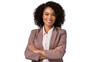 © CStock - young african american woman wearing business clothes happy face isolated on transparent and white background.PNG image