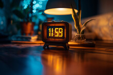 Digital Alarm Clock With Time Displaying 11:59