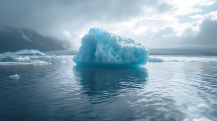 melting iceberg in the sea, International Earth day climate change and global warming concep