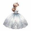 princess in a ballgown.  watercolor illustration. Beautiful Bridesmaid. Beautiful Girl in Luxury Party Gown. bride in wedding, princess illustration.. white background.
