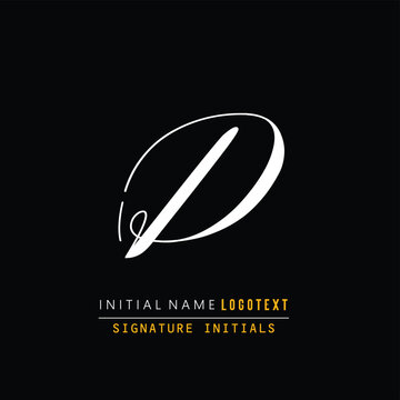 D Letter Signature Logo - Initial Alphabet for D - Hand Drawn D Logo,  Initial Letter As Logo, Hand Drawn Signature Logo