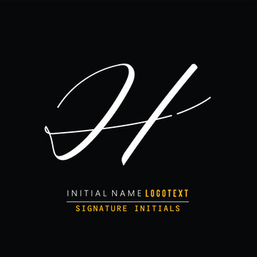 H Letter Signature Logo - Initial Alphabet for H - Hand Drawn H Logo,  Initial Letter As Logo, Hand Drawn Signature Logo