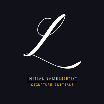 L Letter Signature Logo - Initial Alphabet for L - Hand Drawn L Logo,  Initial Letter As Logo, Hand Drawn Signature Logo