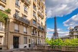 Fototapeta Paryż - Paris France, city skyline at Eiffel Tower and old building architecture