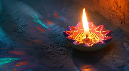 Wall Mural - a lit candle sitting on top of a table