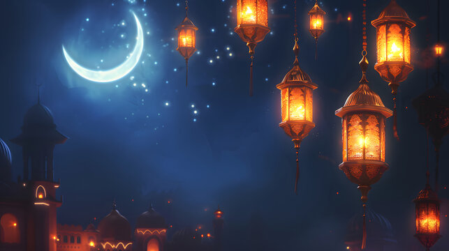background Illustration for ramadan kareem and Eid Mubarok concept