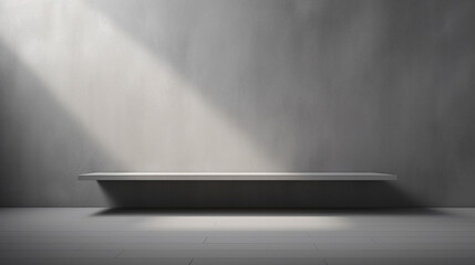 Fototapete - Gray studio background texture for product presentation with shadow and light.  Generative Ai. 