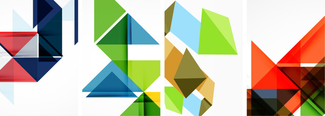 Triangle poster geometric background set